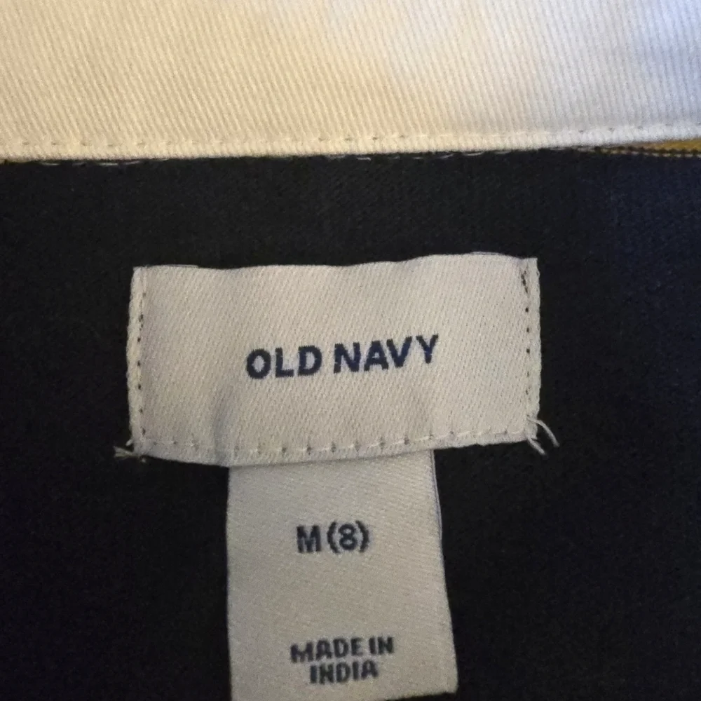 Old Navy Yellow and Navy Striped Polo Rugby Shirt Size 8